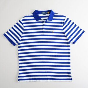 Polo Ralph Lauren Classic Fit Polo Shirt Short Sleeve Striped Blue Mens Size M